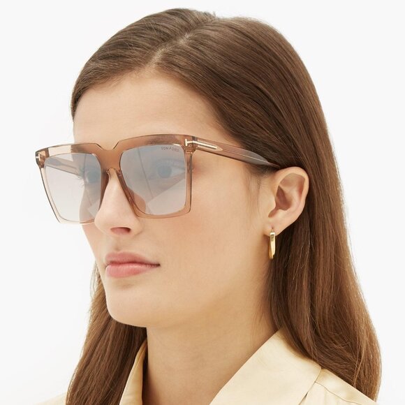 NEW TOM FORD SABRINA-02 TF764 20Z WOMEN SQUARE SUNGLASSES FT0764/S 20Z - Picture 1 of 10